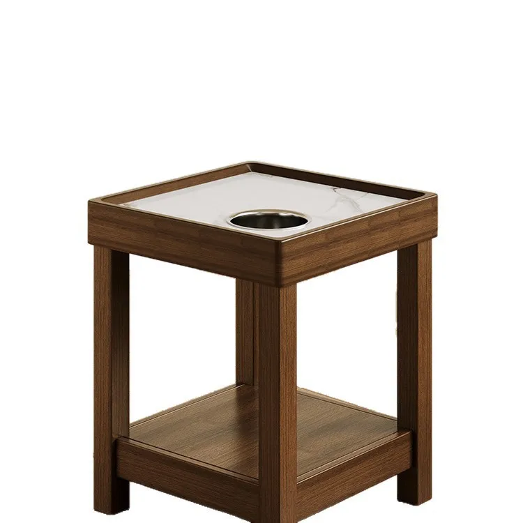 

Rock slab solid wood mahjong stand tea house chess and card room special coffee table mahjong machine double shelf