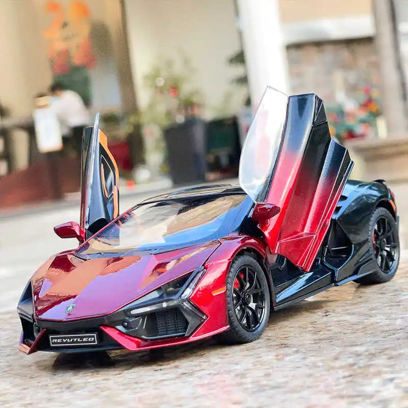 1:24 Lamborghini Revuelto Alloy Scale Car Model Diecast Metal Miniature Car Sound&light Collection Children Toy Vehicles Gifts