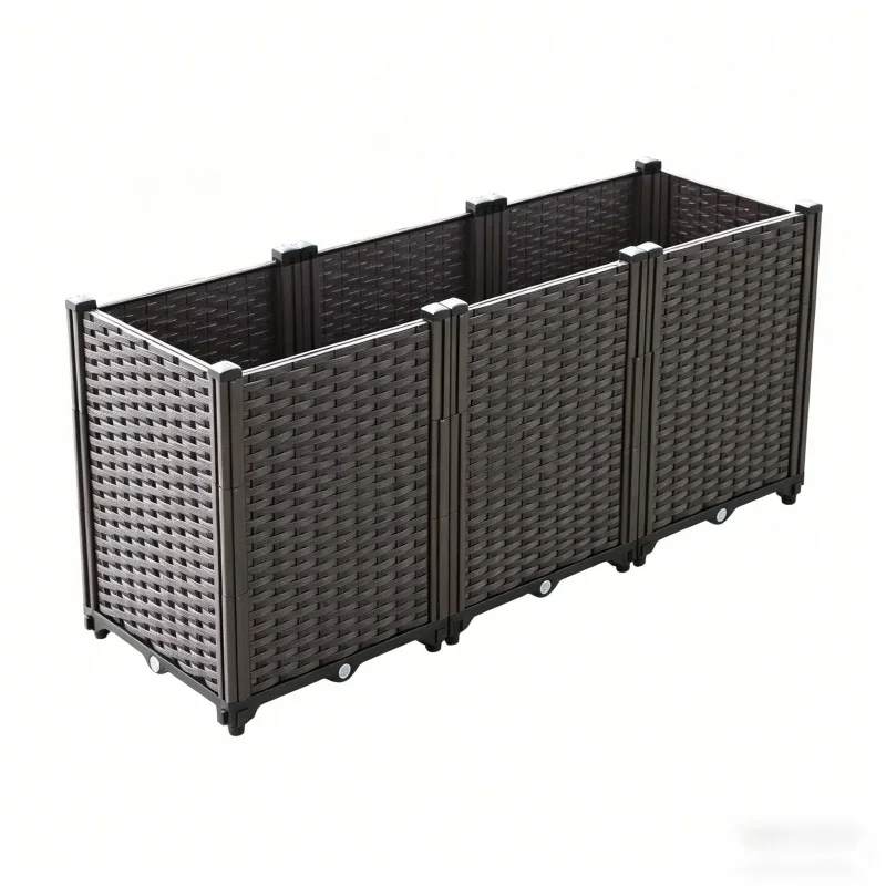 

Large Plastic Raised Garden Bed Planter Box for Vegetables Flowers Herbs - Outdoor Patio Balcony Backyard Gardening Pot Containe