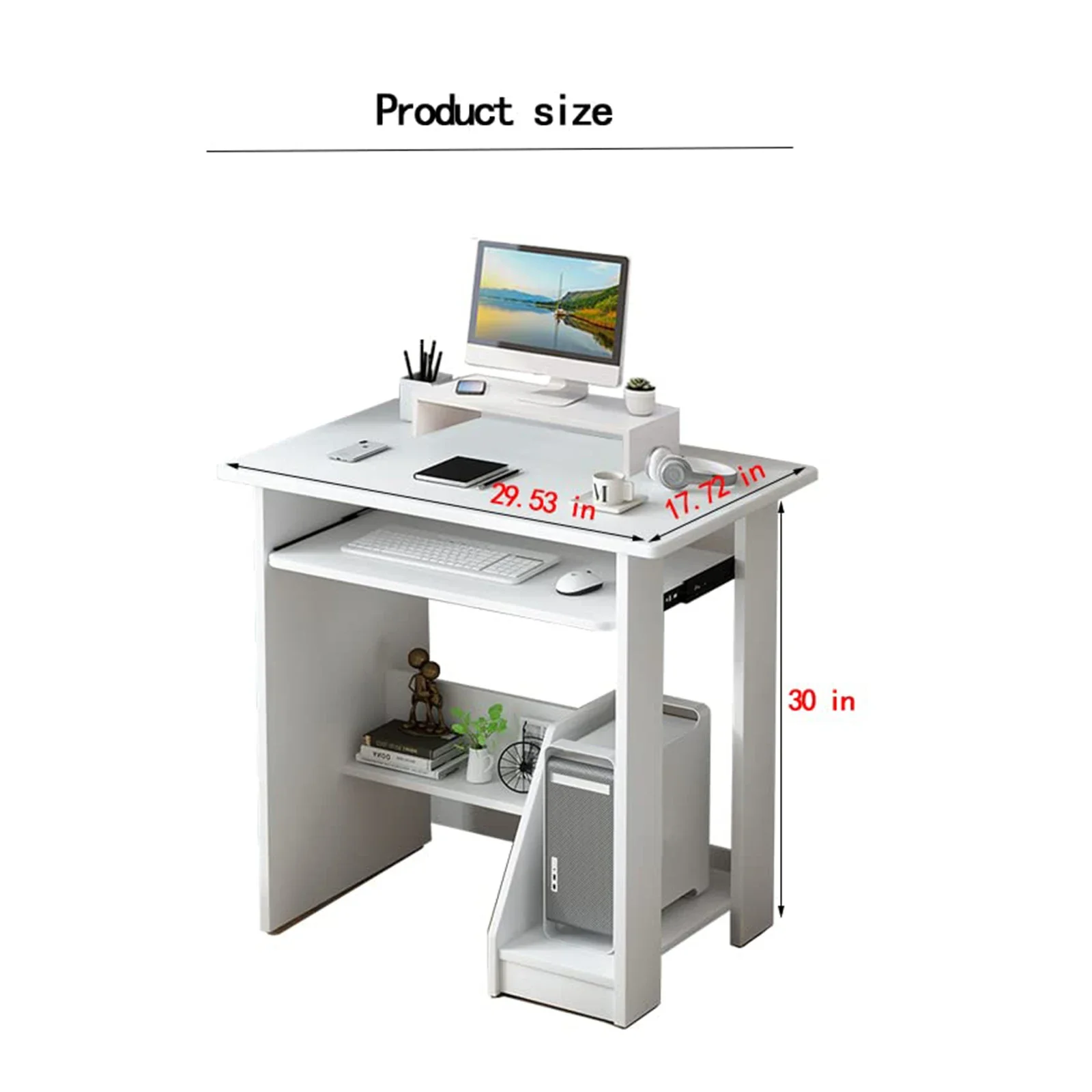 Home Office Computer Desk with Monitor Stand Keyboard Tray,  Study Desk PC Laptop Table , Modern Workstation for Small Spaces