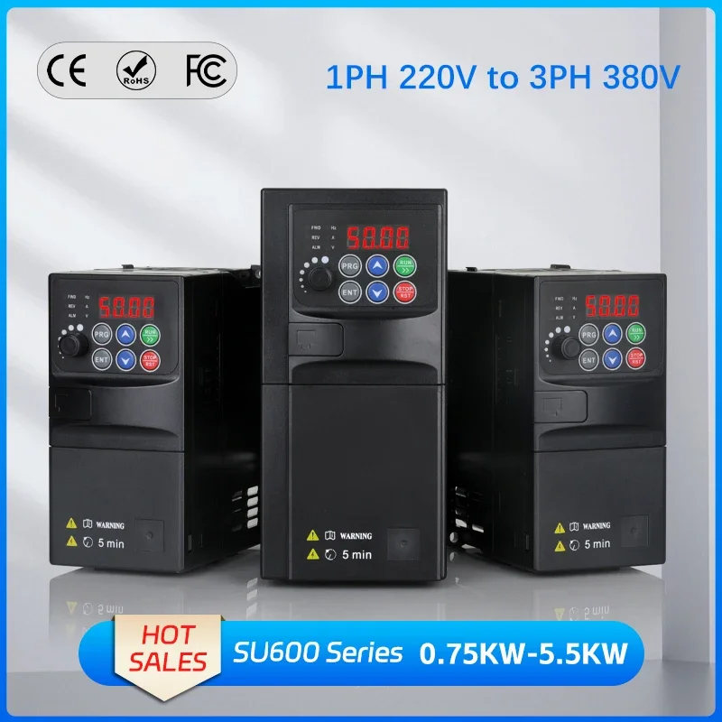 220V 1PH To 380V 3PH High-Quality VFD 0.75KW-5.5KW Variable Frequency Converter Inverter Motor Speed Controller