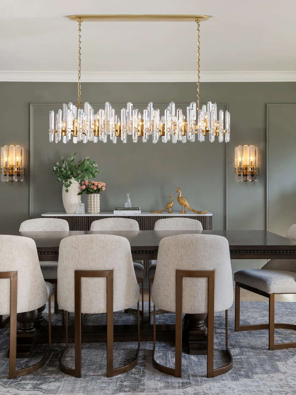 American Brass Silver Black K9 Crystal LED Chandelier