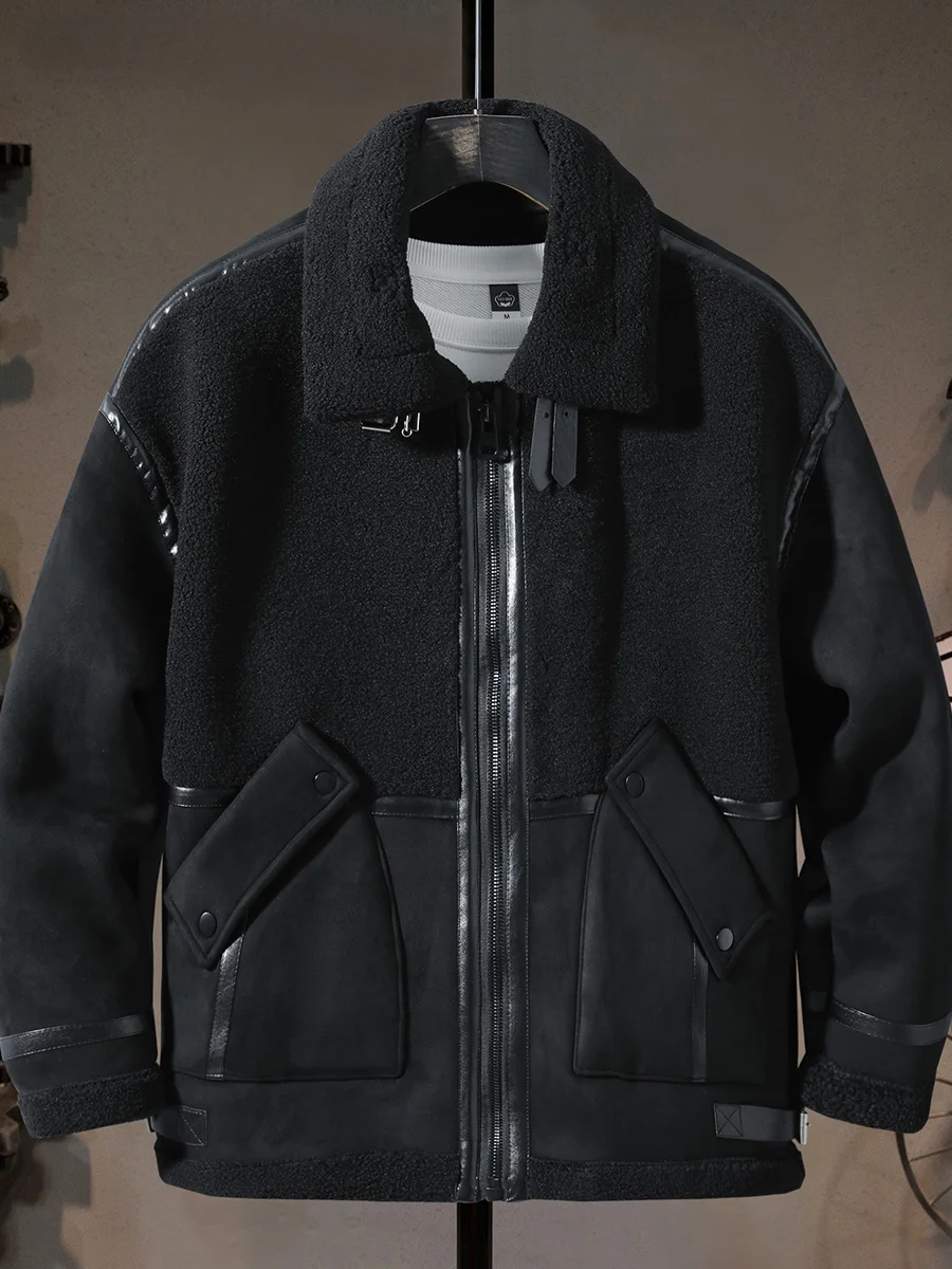 

Youth Faion Thiened Lamb Velvet Cotton Jaet Men's Winter Cold Resistance Outdoor Casual Workwear Leisure Coat