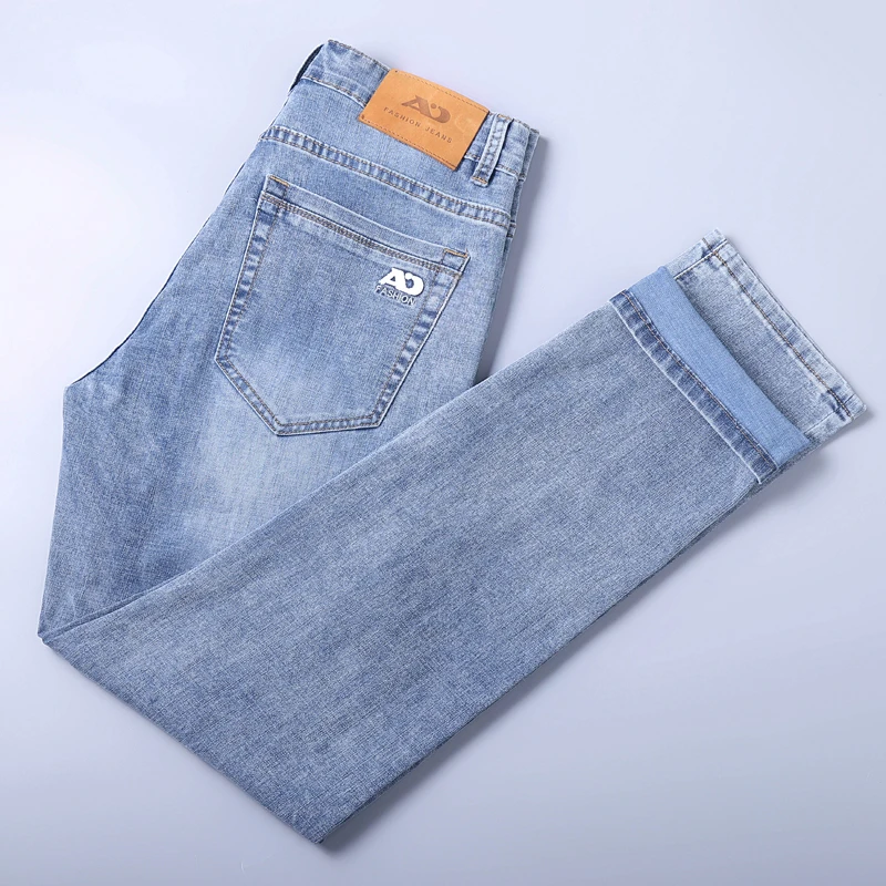 

2025 Spring Summer Fabrics Loose Straight-leg Trousers Casual All-match Denim Pants Male Men's Workwear Jeans Classic