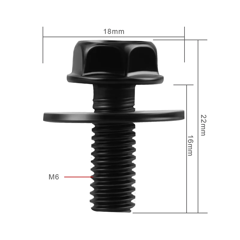 20X Car Screws Body Bolts M6 -1.0 X 16mm Long. 10mm Hex. 17mm Washer Metal Universal For Auto Truck Retainer Fastener Rivet Bolt