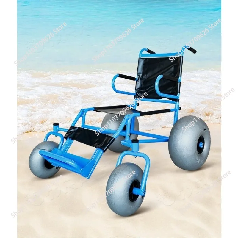 All-terrain Adult Beach Wheelchair for  with Soft Sand Balloon Tires