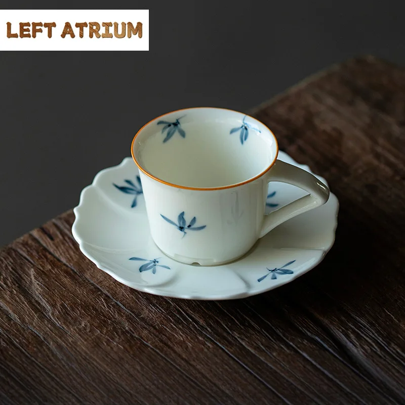 55ml Pure Hand-painted Orchid Ceramic Master Cup Tea Set Single Personal Cup With Saucer Set Drinkware Household Kung Fu Teaware