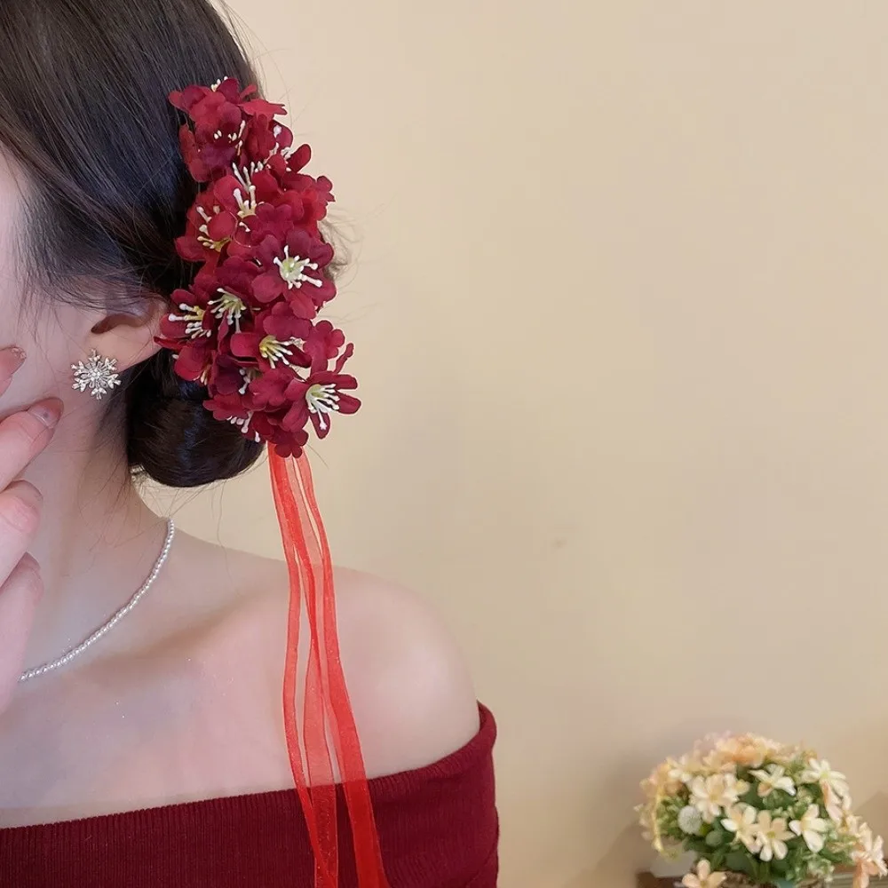 

Headwear Fairy Flower Hair Stick Bohemian Large Chinese Style Side Clip Hairpin Simulation Flower Thai Hair Fork Daily