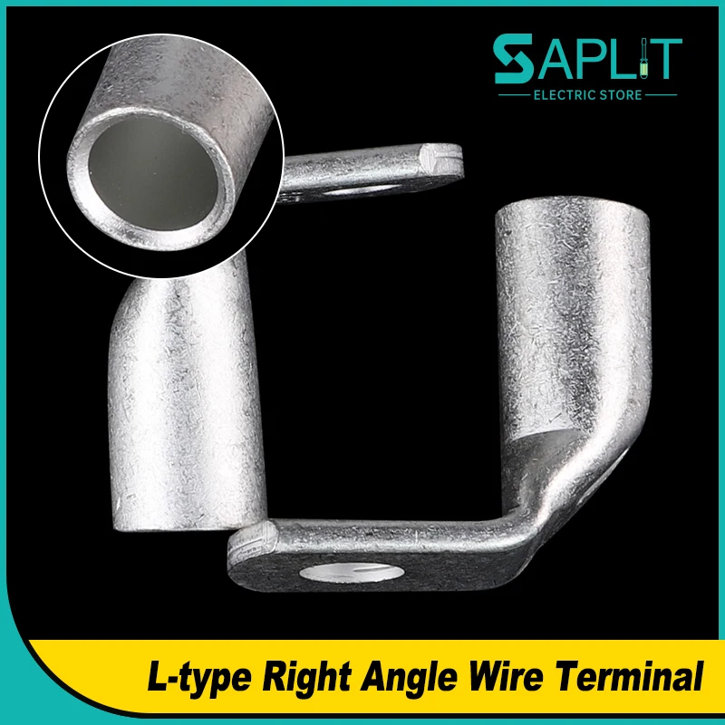 2 - 100pcs Wire Terminal LT6-10-16-25-35-50-70-95 90Degree Right Angle L-type Bend Nose Tinned Copper Crimp Connector Cable Lugs