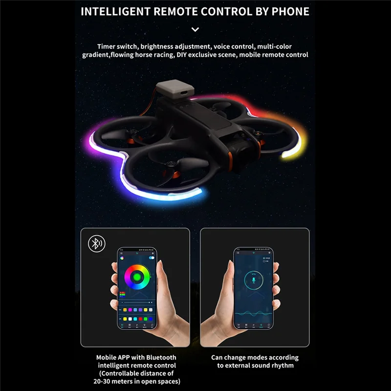 【Itens de venda quentes】Para dji avata 2/neo drone luminoso led faixa de luz à prova dwaterproof água ajustável cinto lâmpada kit vôo noturno