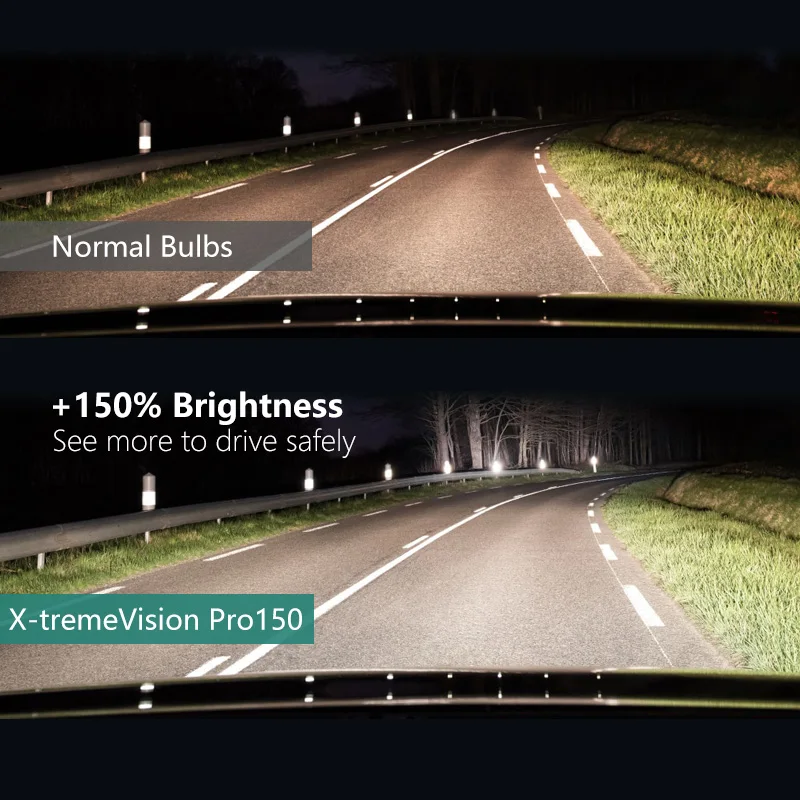 Philips X-tremeVision Pro150 H4 12V 60/55W P43t +150% More Bright Car Halogen Headlight HL Beam ECE Auto Lamp 12342XVPro150 Pair