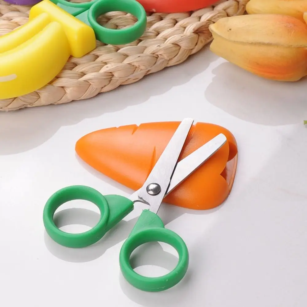 4Pcs Magnetic Cartoon Fruit Scissors Children's Banana Safe Mini Scissor Creative Multi-function Paper Cutter Stationery