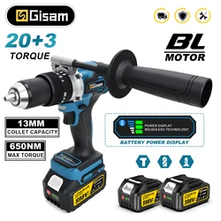 Gisam 650NM Brushless Electric Impact Drill 13MM Chuck Driver Cordless Electric Screwdriver Tool for Makita 18V Battery Pins