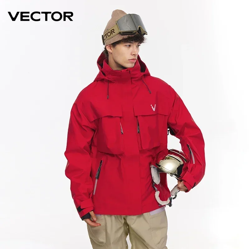 

VECTOR Ski Wear Women Man Hooded Sweater Reflective Trend Wear Thickened Warmth and Waterproof Ski Equipment Suit Women