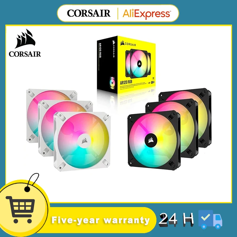 CORSAIR iCUE AR120 RGB Digital 120mm ARGB Compatible Fans Triple Fan Kit Black/White