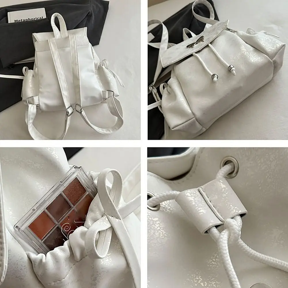 Fashion Bowknot Schoolbag Adjustable Strap Waterproof Backpack Large Capacity PU Two Shoulder Bag Woman