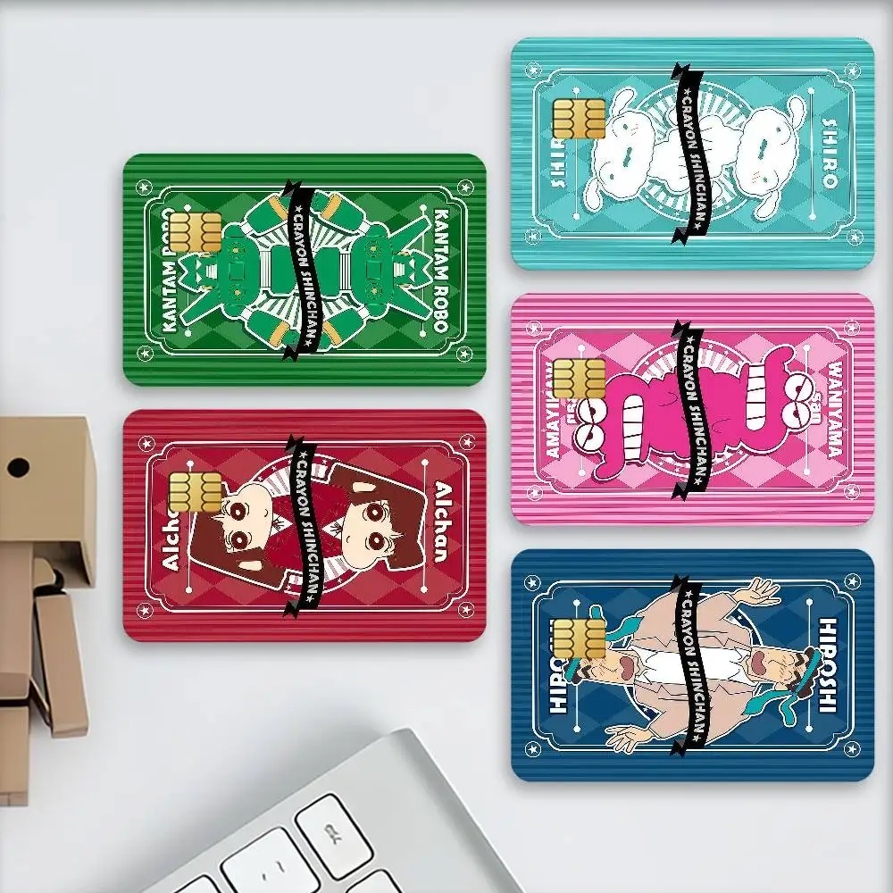 Anime C-Crayon S-Shin Chan-s Funny Matte Card Stickers For Credit Cards Debit Cards And Transit Cards 4Pcs