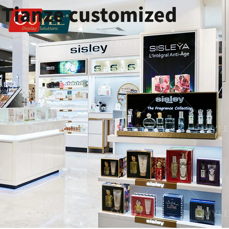 Customized-Customized luxury perfume store display make up display stand cosmetic shelf display