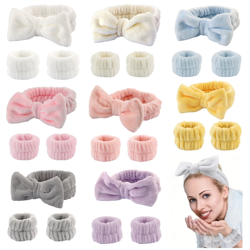 Fluwelen hoofdbanden Polsset Wassen Gezicht Vrouwen Make-up Flanel Hoofdbanden Polsband Spa Huidverzorging Haaraccessoires Groothandel