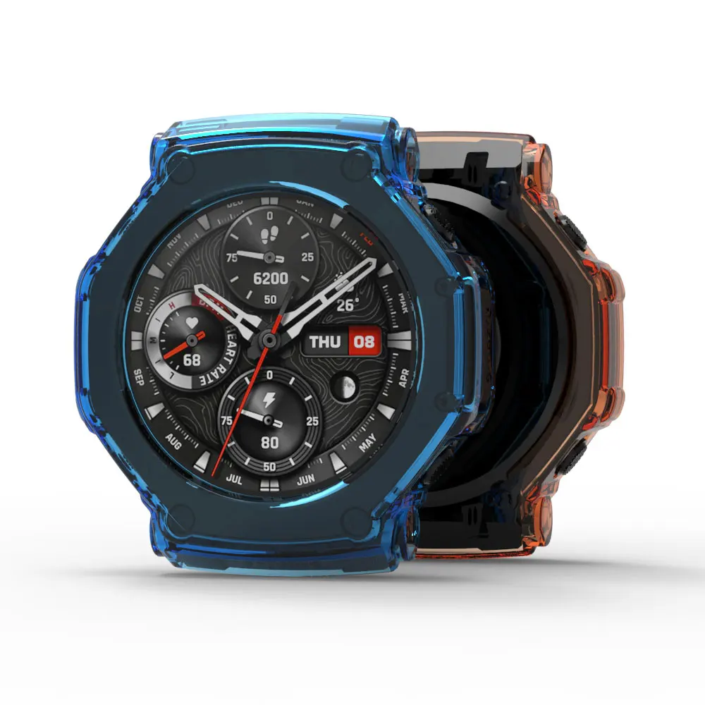 حافظة واقية 2 في 1 + واقي شاشة زجاجي لساعة Amazfit T Rex 3 TRex 3 غطاء حماية ممتص للصدمات من الزجاج المقسى