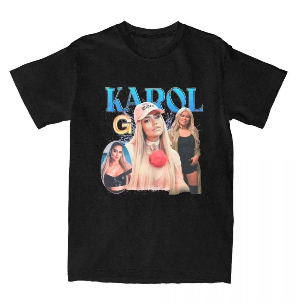 Karol G Bootleg Intage T Shirts for Men Cotton Funny T-Shirts Round Neck Bichota Tour Tee Shirt Short Sleeve Clothes Summer