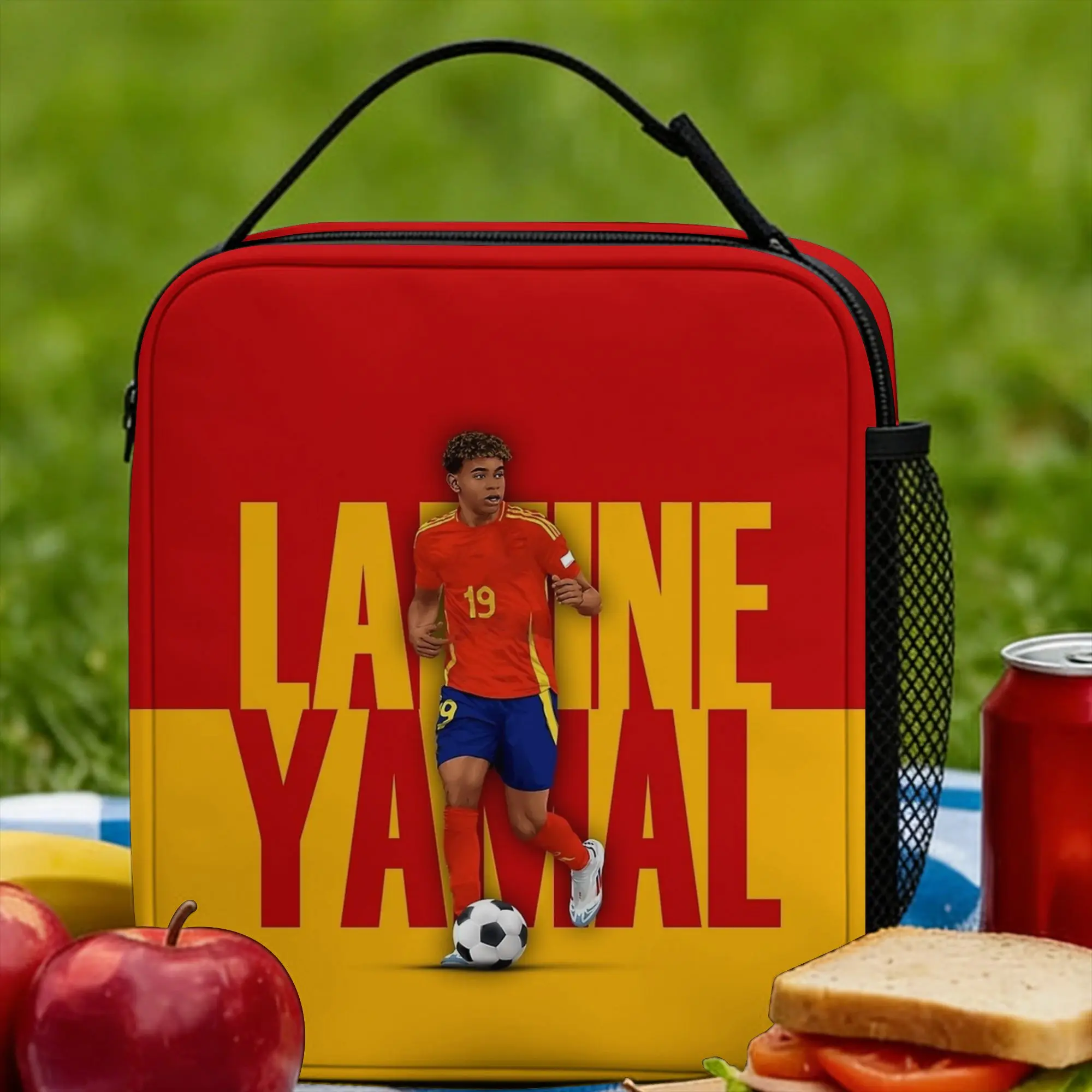 Lamine Y-Yamal Insulated Lunch Bag Cooler Bag Reusable,Lunch Container Football Soccer Leakproof Tote Lunch Box College  Outdoor