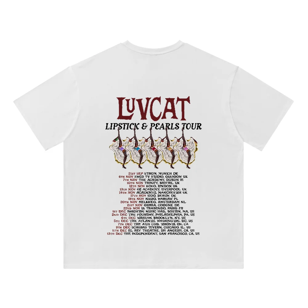

Luvcat Lipstick And Pearls Tour Merch Cotton T-Shirt Casual Tshirt Man/Woman Crewneck Tee Shirt graphic t shirts Streetwear