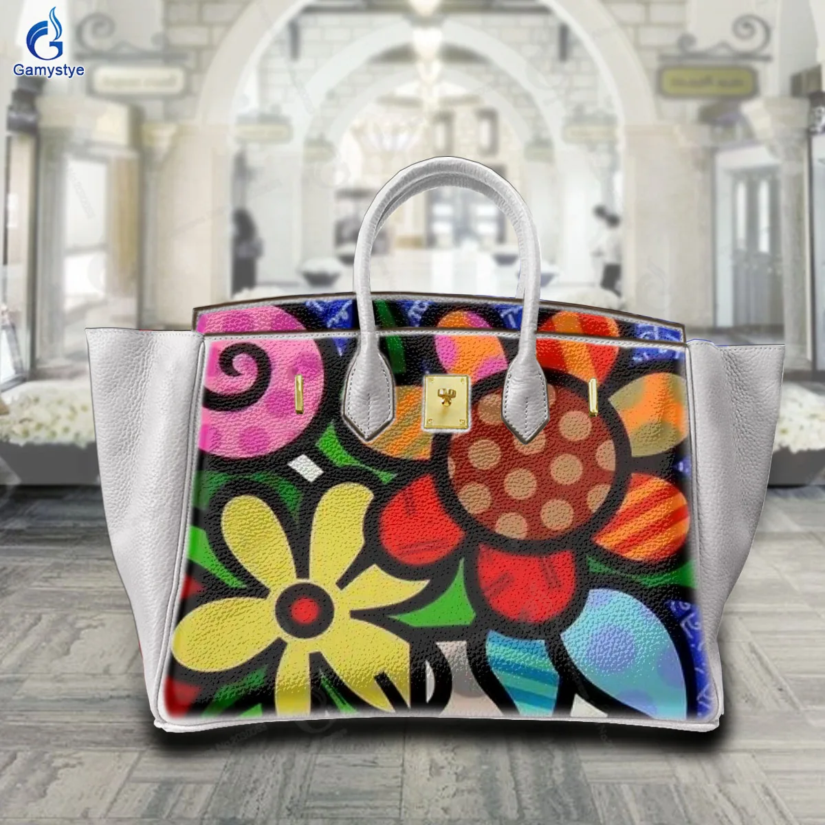 

Сумки на плечо Sac De Luxe Femme Роскошные сумки Женские мультяшные красочные цветочные узоры Натуральная кожа Персональная настройка Ручная работа