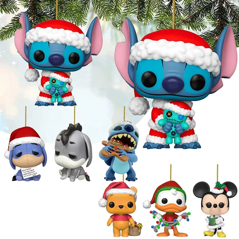 24 Styles 8CM Disney Stitch American Cartoon Character Backpack Pendant Lilo&Stitch Action Figure Acrylic Christmas-Tree-Pendant