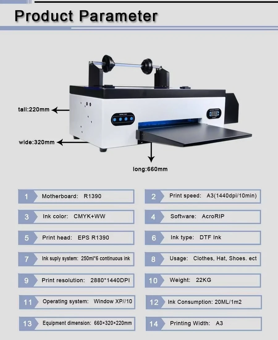 Applicable to A3 DTF Printer XP600 13Inch Clothes Printing Machine for T-shirt Small Home Business Ideas Dtf Printer