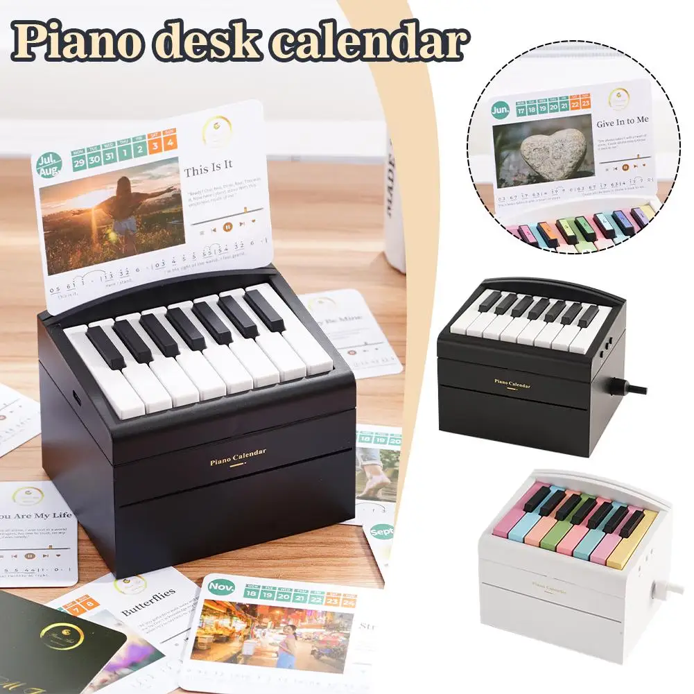 Mini Piano Calendar Playable Desk Calendar Desktop Gift with Music Sheet Birthday Ornament Piano Peripheral Z4I4