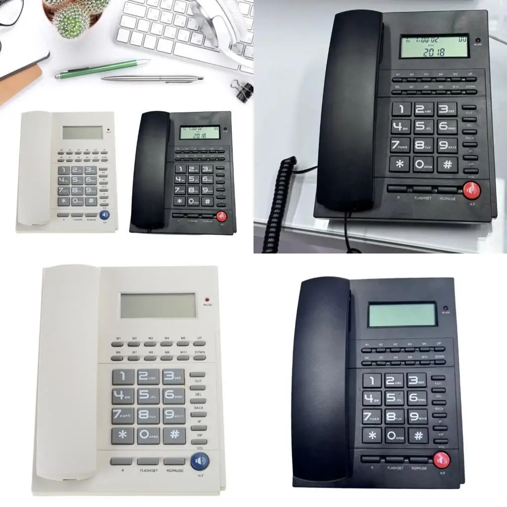 R53C English Telephone With Caller Display Home Offices No Need Battery Big Button Telephone Simple Landline Phone