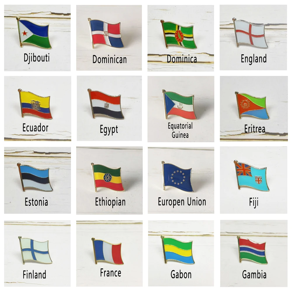 Flaga narodowa Metalowa przypinka do klapy Odznaka kraju Cały świat Anglia Ekwador Egipt Estonia Fidżi Gabon Francja Finlandia Unia Europejska