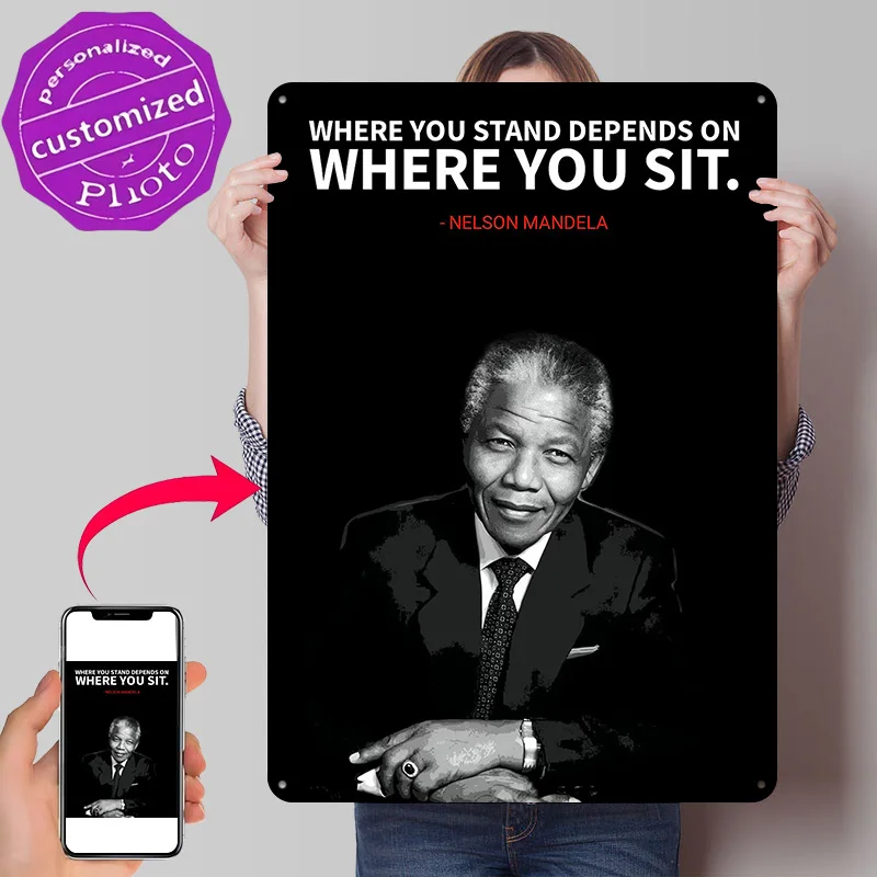 Nelson Mandela Quotes 3D Printed Texture Poster Personalized Wall Art Retro Metal Tin Signs for Living Room Decoration Man Decor