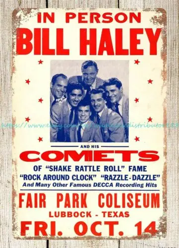 1955 Bill Haley And His Comets Fair Park Coliseum Concert Poster metal tin sign