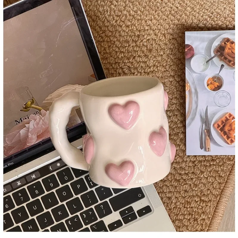 

Cute Ceramic Mug Home Coffee Cups 500ML Large Capacity Breakfast Oatmeal Milk Tea Cup Microwave Safe Coffee Mug Birthday Gift