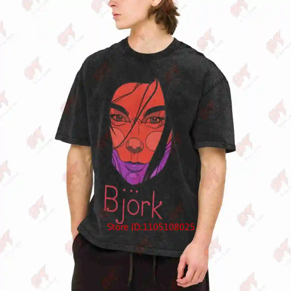 Bjork Art Vintage Washed Tee Pure Cotton T-Shirt