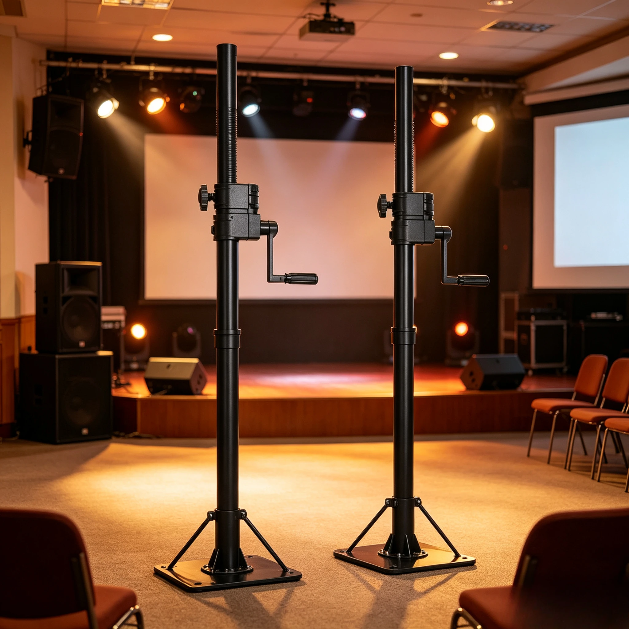 All-Metal Hand Lift Bracket, Dual Speaker & Subwoofer Floor Support Frame, Heavy Duty Audio Stand