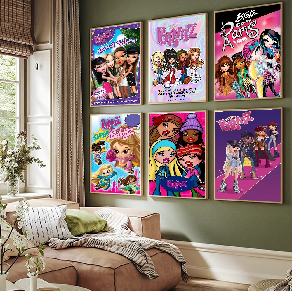 B-Bratz D-Doll Classic Vintage Vintage Posters Sticky Retro Kraft Paper Sticker DIY Room Bar Cafe Kawaii Room Decor