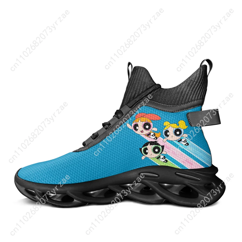 The Powerpuff Girls High Top Flats Sneaker Men Women Running Sports Shoe High Quality Sneaker Lace Up Mesh Footwear Custom Shoes
