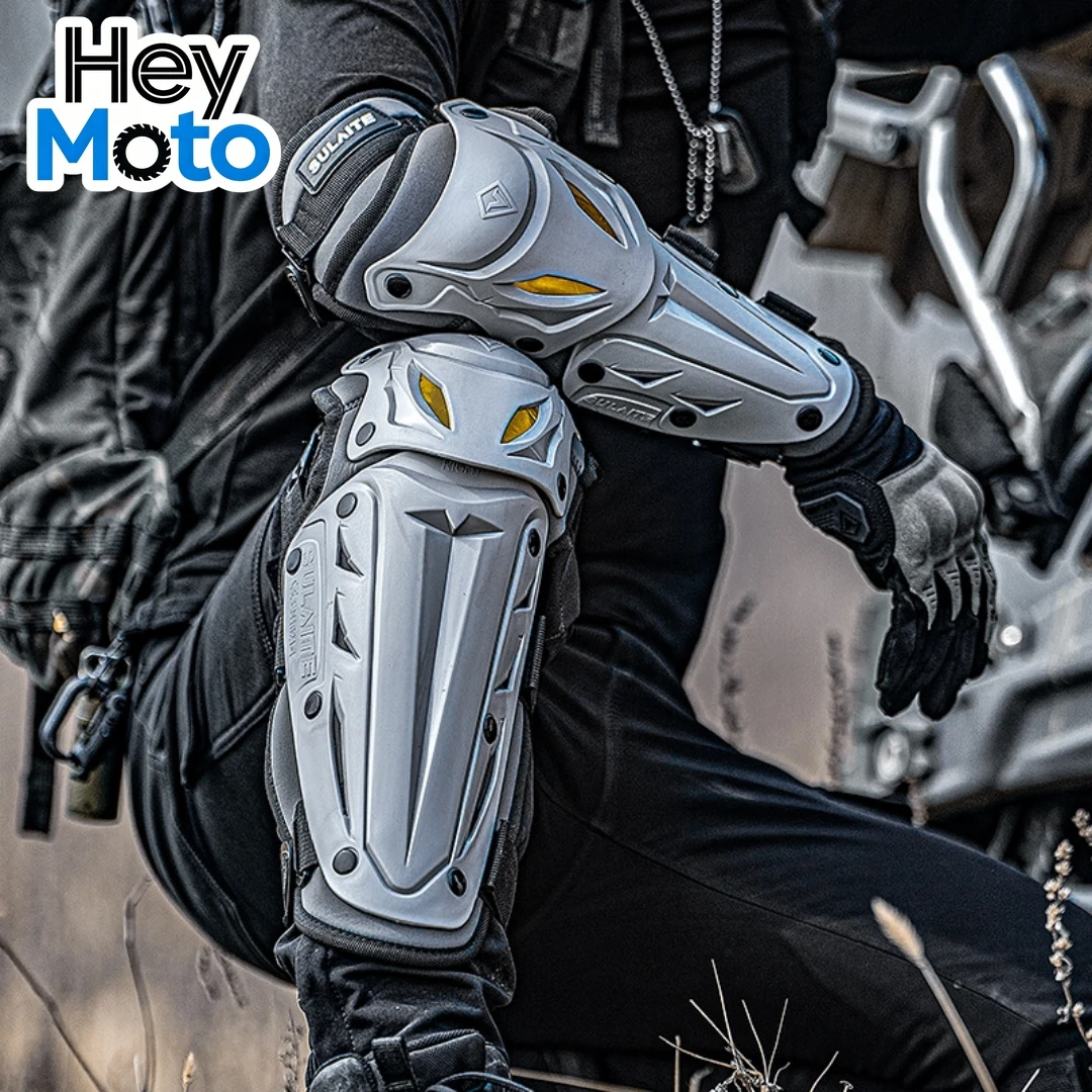 

Комплект защитной экипировки для мотоциклистов: наколенники и налокотники, защита коленей, снаряжение для мотокросса и активного отдыха