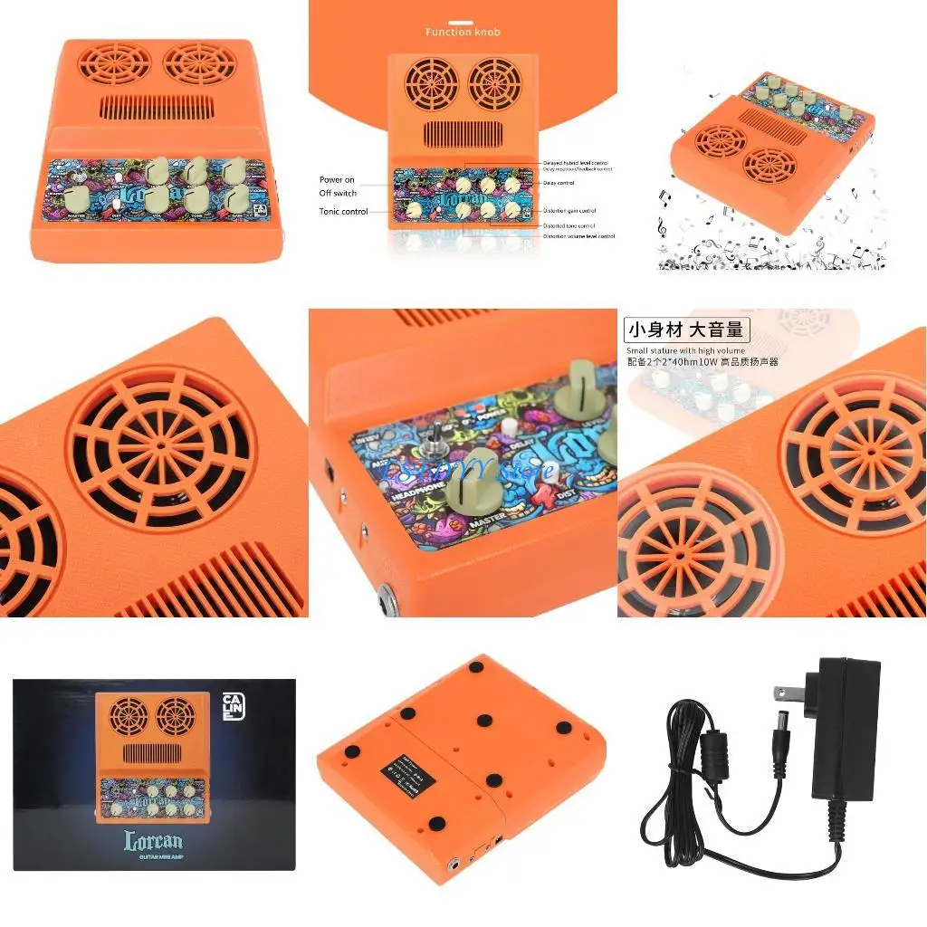 

G6DE Mini Guitar Amplifer for Practice with Distortion, Delay, Aux in, Headphone