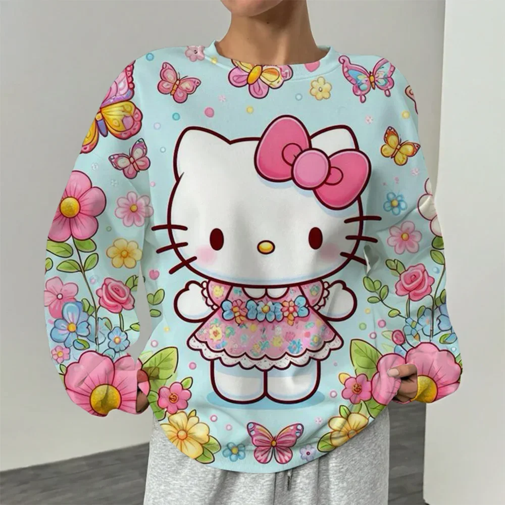 المرأة 3D مطبوعة هوديي الخريف الشتاء لطيف الكرتون جولة الرقبة البلوز طويلة الأكمام عارضة فضفاض أعلى الملابس