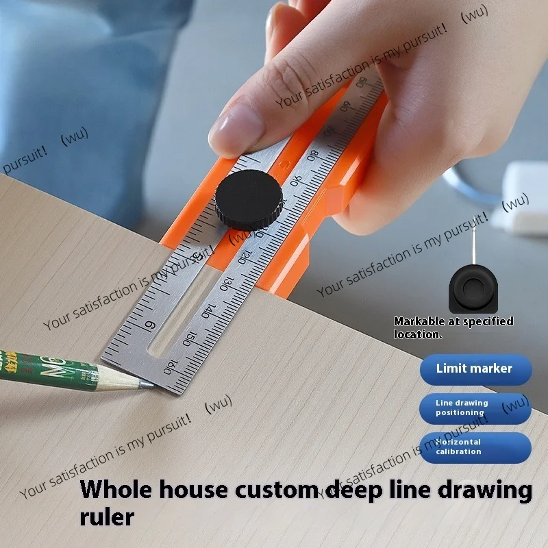 Multi-role Foldable Depth Measuring Ruler Woodworking Multi-angle Marking Ruler Adjustable Positioning Scribing Protractor Tools