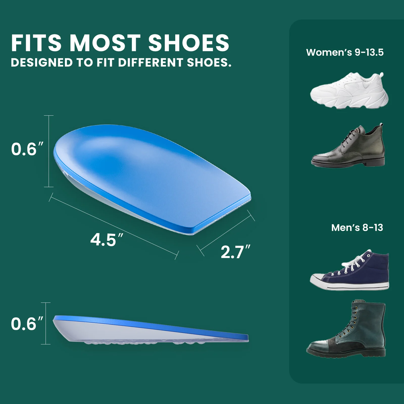 

2Pcs/Pair Height Increase Insole Invisible Heightening Cushion Shoe Inserts Variable Height Insoles Adjustable Cut Foot Pads