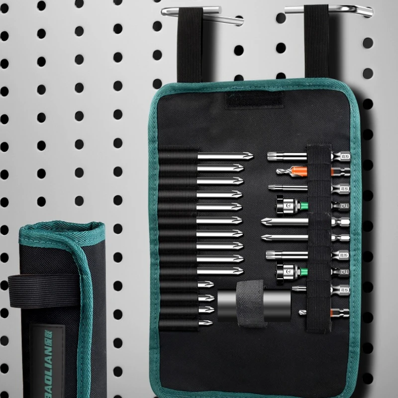 Professional Tool Roll Bag Expandable Pouch for Drill Bits Screwdriver Bits Electrician Accessories Organizer