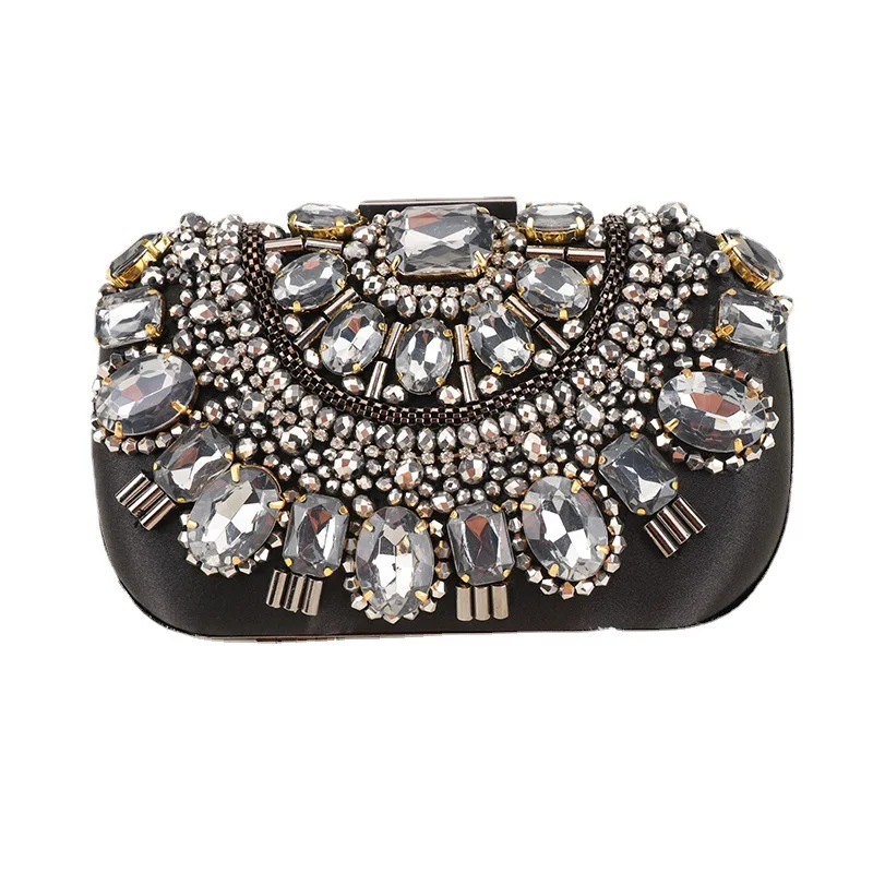 Women\'s Crystal Evening bag Retro Beaded Clutch Bags Wedding Diamond Beaded Bag Rhinestone Small Shoulder Bags Luxury Party Bag