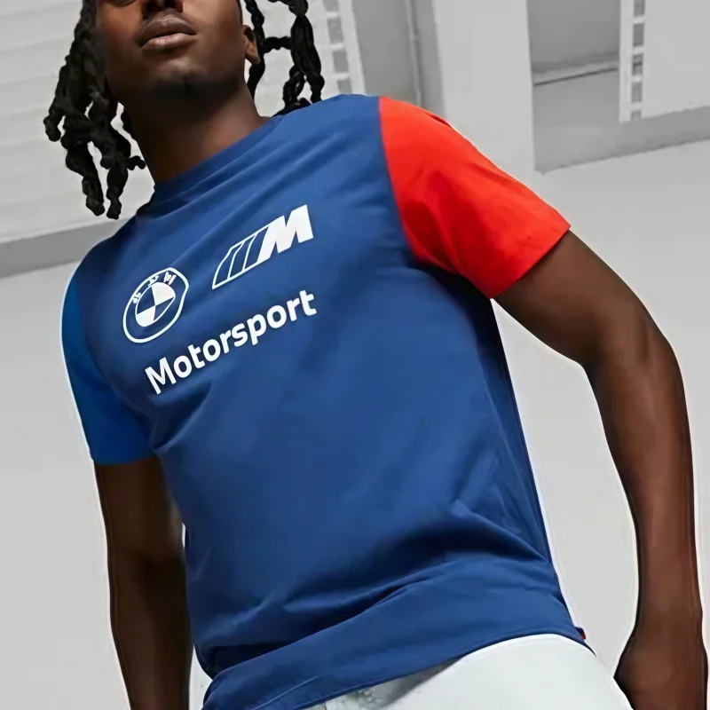 

Лето 2022, мужская быстросохнущая брендовая футболка BMW с коротким рукавом для гонок на мотоциклах, новая удобная повседневная свободная модная дышащая футболка Y2K