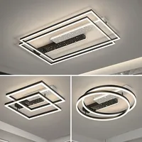 Modern Rectangle LED Ceiling Chandelier Light Bedroom Living Room Kitchen Home Indoor Lighting Luster Round Ceiling Lamp Fixture