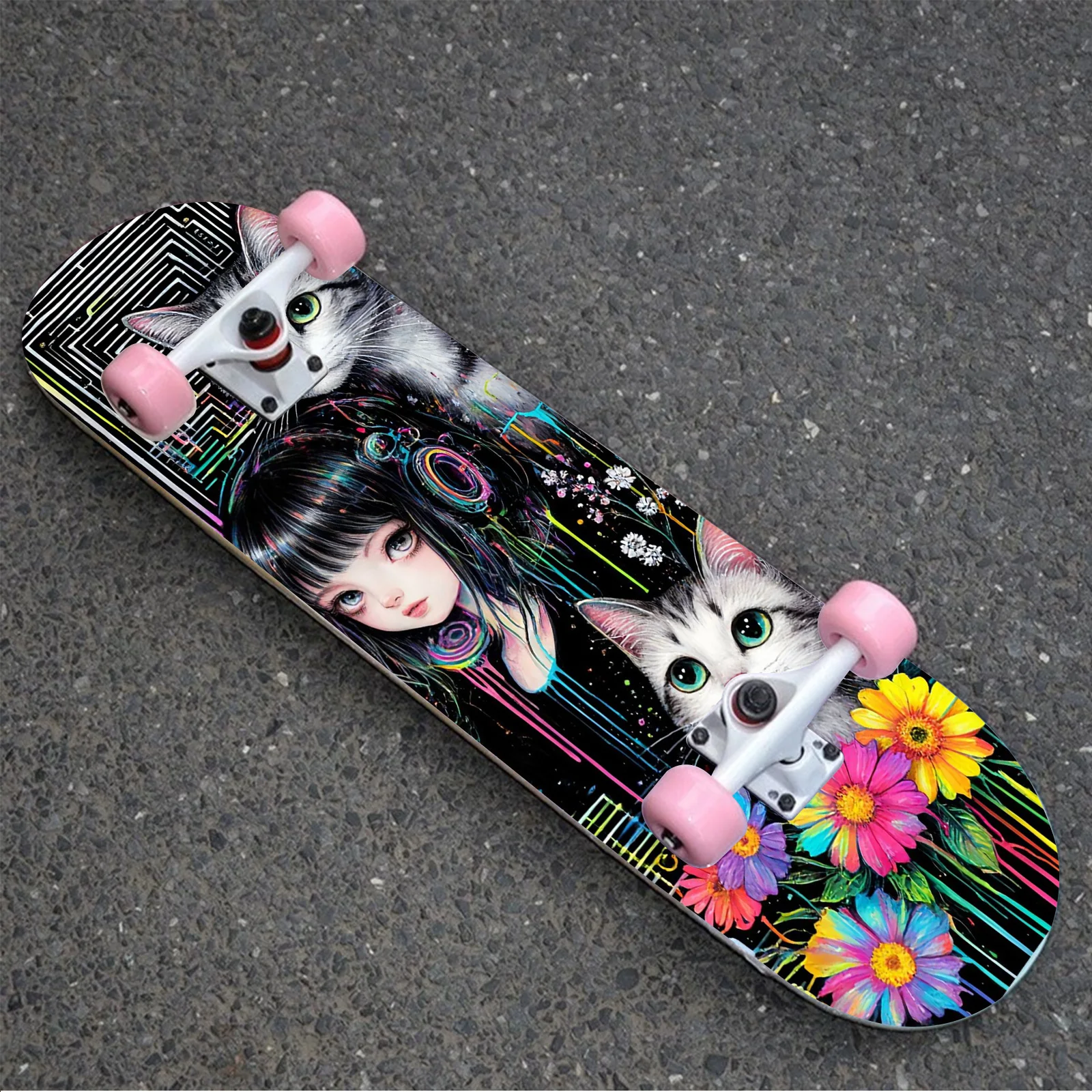 

1 piece skateboard, street trend colorful dazzling pattern, decorative sticker, creative personality cool self-adhesive four-wh